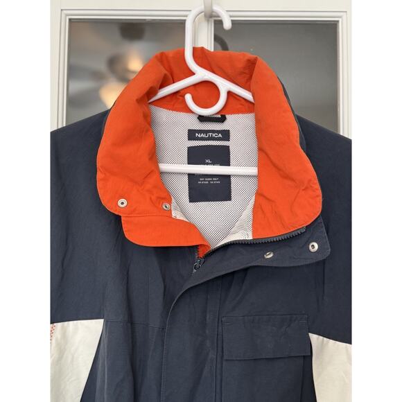 Vintage Y2K Nautica Color Block Striped Hooded Windbreaker Jacket Mens Size XL - Picture 2 of 10